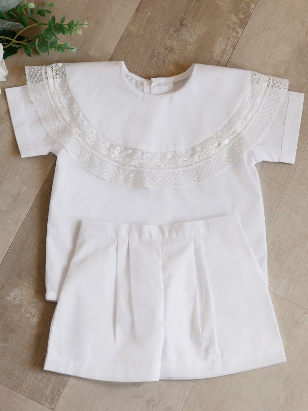 White Heirloom Dressy Short Set Vintage Lace Ring Bearer Heirloom Portrait NWT